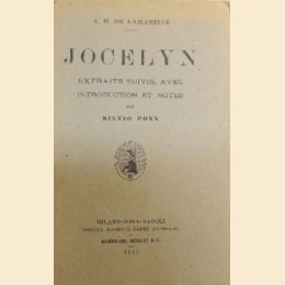 Lamartine, Jocelyn. Extraits suivis, avec introduction et notes par Pons