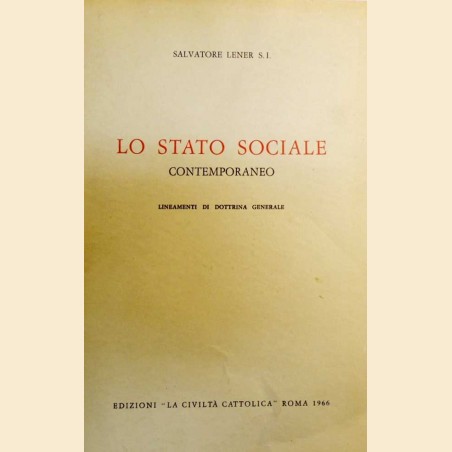 Lener, Lo stato sociale contemporaneo. Lineamenti di dottrina generale