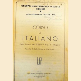 Francesco Maggini, Corso di italiano, a. a. 1937-38, Firenze