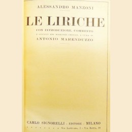 Manzoni, Le liriche, con introduzione, commento e giudizi dei migliori critici, a cura di Marenduzzo