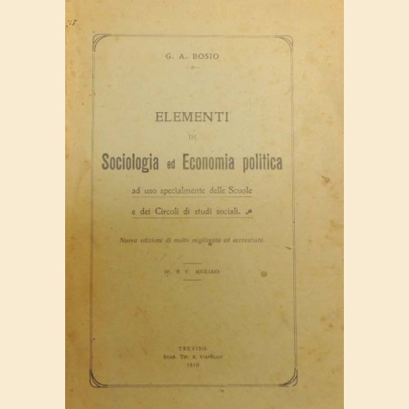 Bosio, Elementi di sociologia ed economia politica 