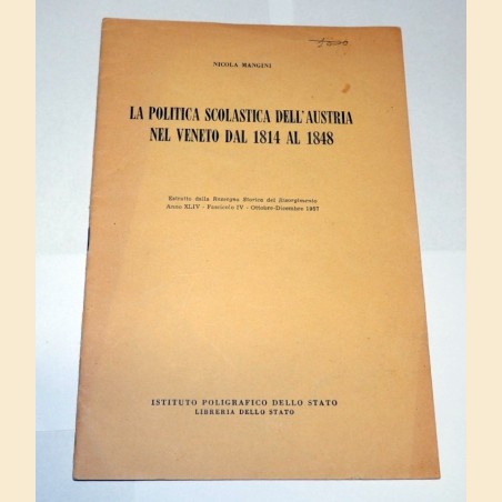 Mangini, La politica scolastica dell'Austria nel Veneto dal 1814 al 1848