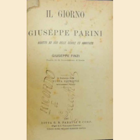 Parini, Il giorno. Ridotto ad uso delle scuole ed annotato da Finzi