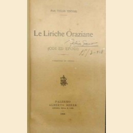 Tentori, Le liriche oraziane. Odi ed epodi, versione in prosa