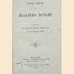 Bonghi, Perché la letteratura italiana non sia popolare in Italia