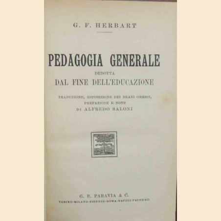 Herbart, Pedagogia generale dedotta dal fine dell’educazione