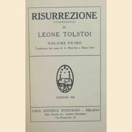 Tolstoi, Risurrezione. Voskressenie. Romanzo