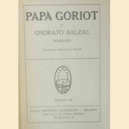 Balzac, Papà Goriot. Romanzo