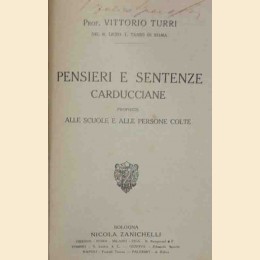 Turri, Pensieri e sentenze carducciane proposte alle scuole e alle persone colte