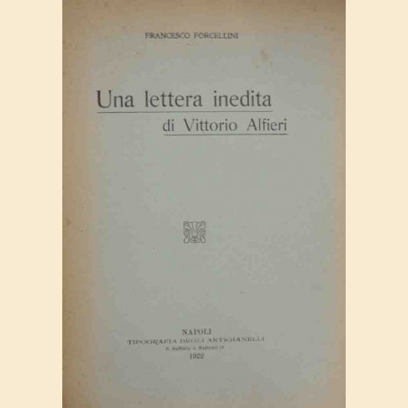 Forcellini, Una lettera inedita di Vittorio Alfieri