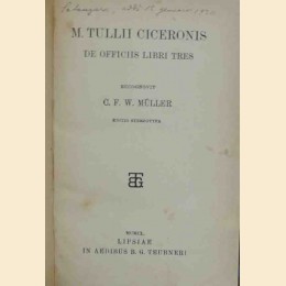 Cicerone, De officiis libri tres, recognovit Muller