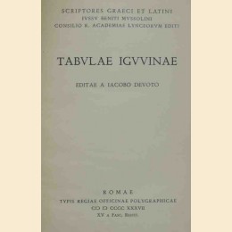 Tabulae iguvianae, editae a Iacobo Devoto