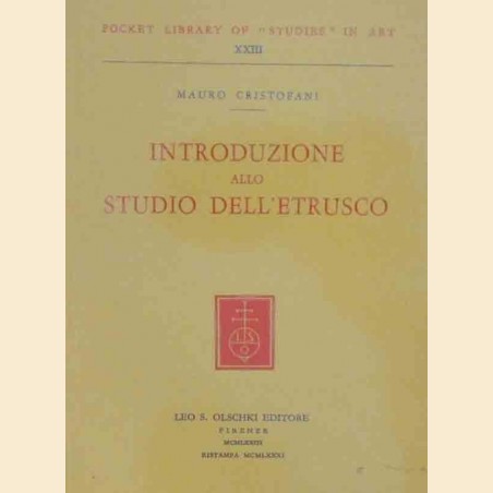 Cristofani, Introduzione allo studio dell’etrusco