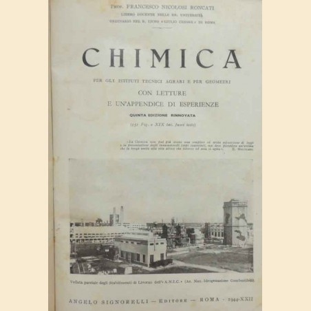 Nicolosi Roncati, Chimica per gli istituti tecnici agrari e per geometri