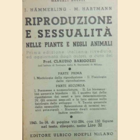 Hammerling, Hartmann, Riproduzione e sessualità nelle piante e negli animali