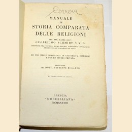 Schmidt, Manuale di storia comparata delle religioni