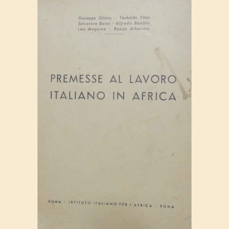 Albertini et al., Premesse al lavoro italiano in Africa