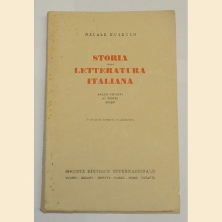 Busetto, Storia della letteratura italiana. Dalle origini ai giorni nostri