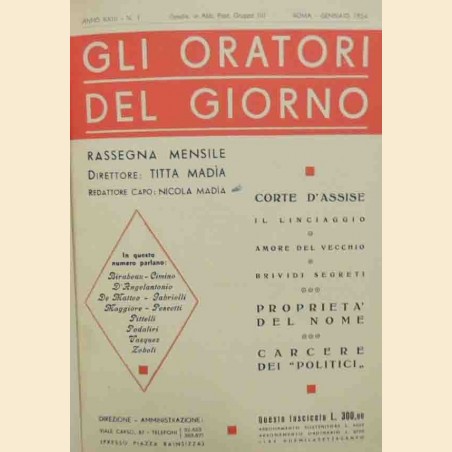 Gli oratori del giorno, a. XXIII, nn. 1-12, gennaio-dicembre 1954, annata completa