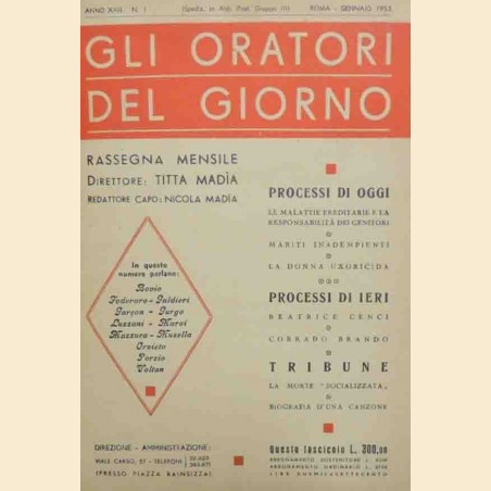 Gli oratori del giorno, a. XXV, nn. 1-12, gennaio-dicembre 1956, annata completa