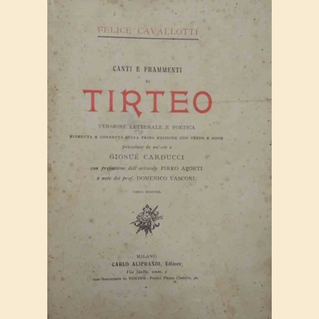 Cavallotti, Canti e frammenti di Tirteo