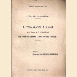 Tangorra, S. Tommaso e Kant nel V° Cahier del P. J. Maréchal “Le thomisme devant la philosophie critique”