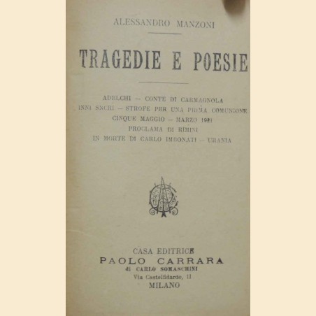 Manzoni, Tragedie e poesie