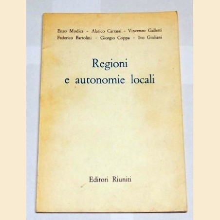 Modica et al., Regioni e autonomie locali