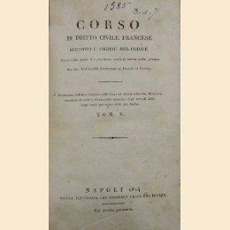 Toullier, Corso di diritto civile francese secondo l’ordine del codice. Tomo V