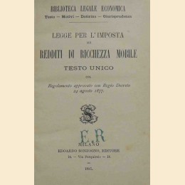 Biblioteca Legale Economica Sonzogno, silloge di 4 leggi (1865-1885)