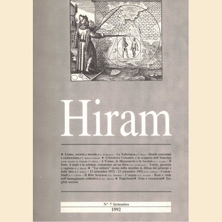 Hiram. Organo del Grande Oriente d’Italia, n. 7, 1992