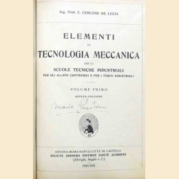 Cercone De Lucia, Elementi di tecnologia meccanica, 2 voll.