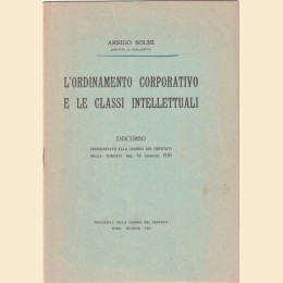 Solmi, L’ordinamento corporativo e le classi intellettuali