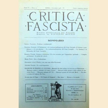 Critica fascista, aa. IV-VI, 1926-1928, 6 numeri