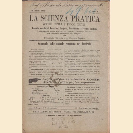 La scienza pratica. Cose Utili e poco note, 1895, 6 numeri