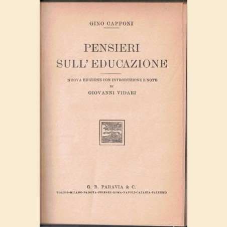 Capponi, Pensieri sull’educazione