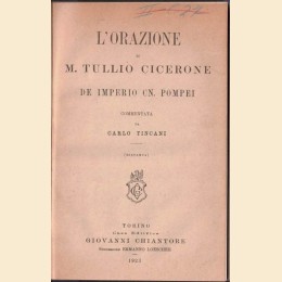 Cicerone (Cicero), L’orazione De Imperio Cn. Pompei, commentata da C. Tincani