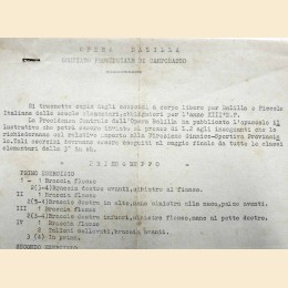 Opera Balilla – Campobasso, Esercizi a corpo libero per Balilla e Piccole Italiane obbligatori per l’anno XIII (1935)