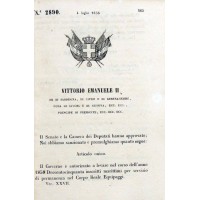 Regno di Sardegna, 18 Regi decreti anno 1858