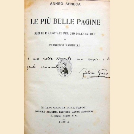 Seneca, Le più belle pagine, scelte e annotate per uso delle scuole da F. Marinelli