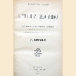 Tacito (Tacitus), La vita di Gn. Giulio Agricola, con introduzione e commento di P. Ercole