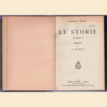 Tacito (Tacitus), Le storie. Libro I, commentato da G. Mazzoni