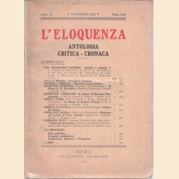 L’eloquenza. Antologia critica cronaca, a. II, n. 9-10, novembre 1912