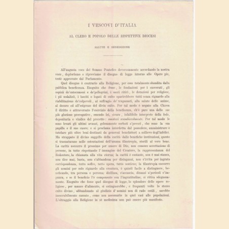 I Vescovi d’Italia al clero e popolo delle rispettive diocesi. Salute e benedizione