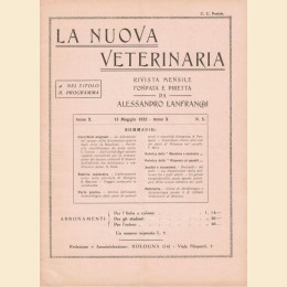 La nuova veterinaria. Rivista mensile, a. X, n. 5, 15 maggio 1932
