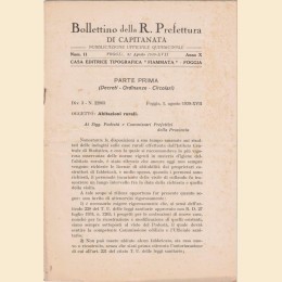 Bollettino della R. Prefettura di Capitanata, aa. X-XI, 1939-1940, 7 numeri