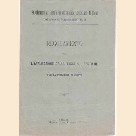 Regolamento per l’applicazione della tassa sul bestiame per la Provincia di Chieti