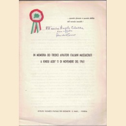 Cocco, In memoria dei tredici aviatori italiani massacrati a Kindu addì 11 di novembre del 1961