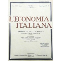 L’economia italiana. Rassegna fascista mensile di politica ed economia, a. XVIII, n. 6-7, giugno-luglio 1933