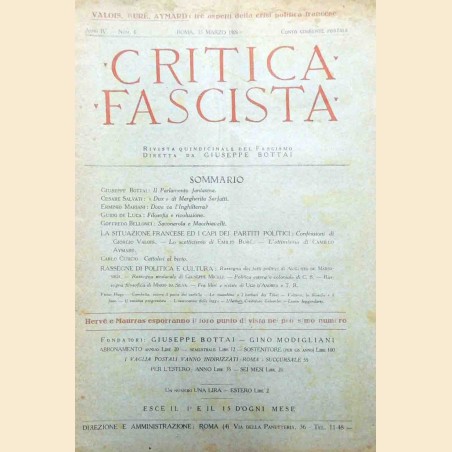 Critica fascista, a. IV, 1926, 11 numeri